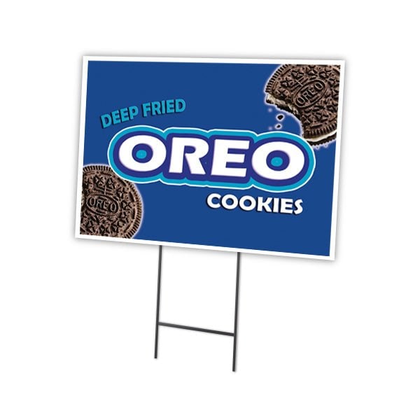 Deep Fried Oreo Yard Sign & Stake outdoor plastic coroplast window, C-1824-DS-Deep Fried Oreo